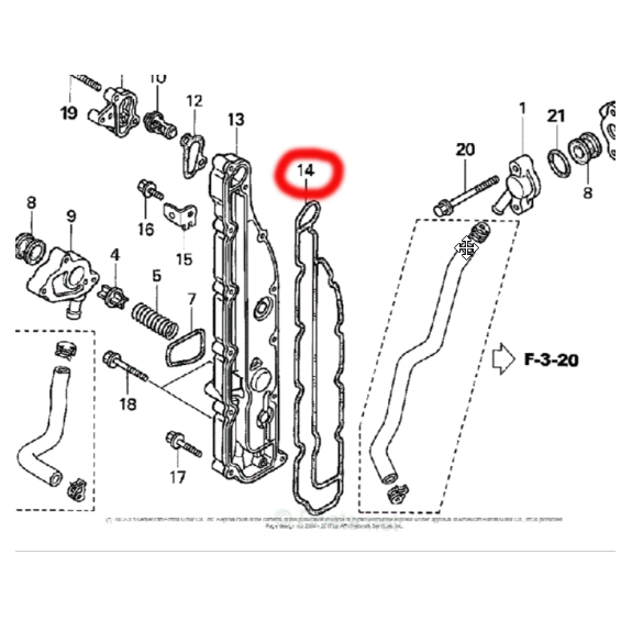 Joint de chemise à eau BF75 et BF90 HONDA