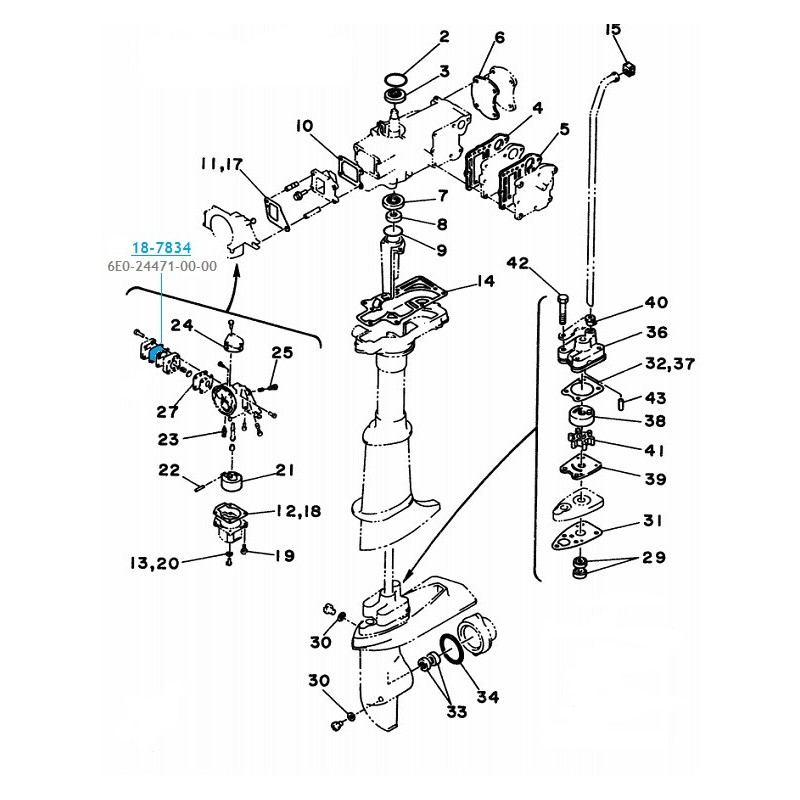 éclaté pompe à essence  hors bord Yamaha 4 et 5 cv