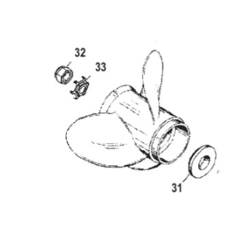 Kit écrous d'helice Mercury 40 à 125 cv. 2