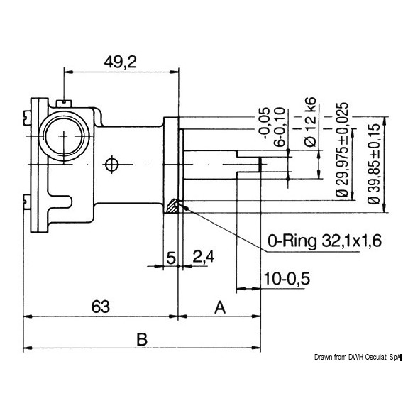 Pompe de refroidissement Nauco type FPR009 pour moteurs Nanni