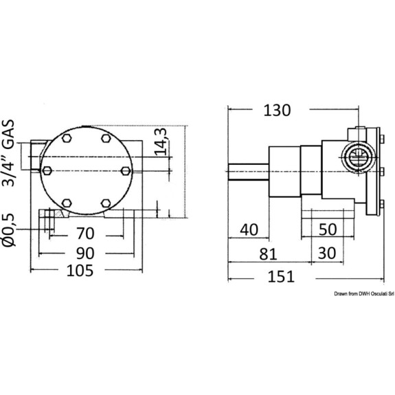 Pompe de refroidissement Nauco type PM36S pour moteur Fischer Panda
