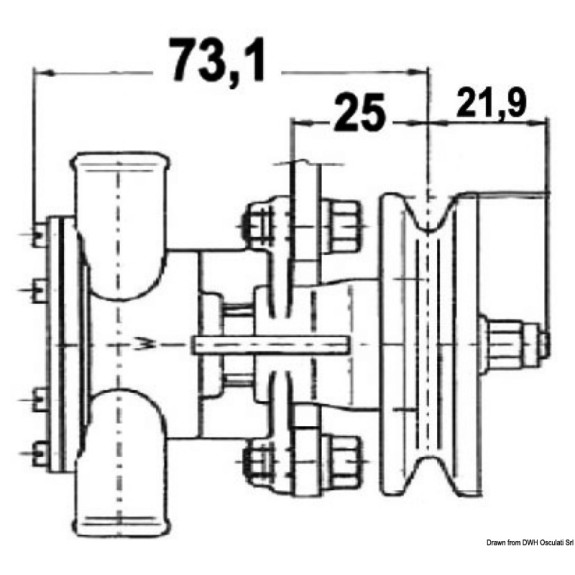 Pompe de refroidissement Nauco type FPR313 pour moteur YANMAR 2GM et 3GM