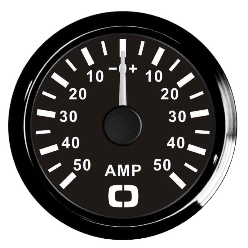 Ampèremètre avec shunt 50A 12/24V noir