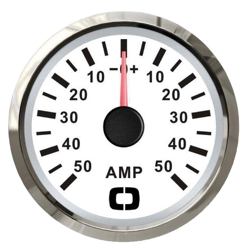 Ampèremètre avec shunt 50A 12/24V blanc