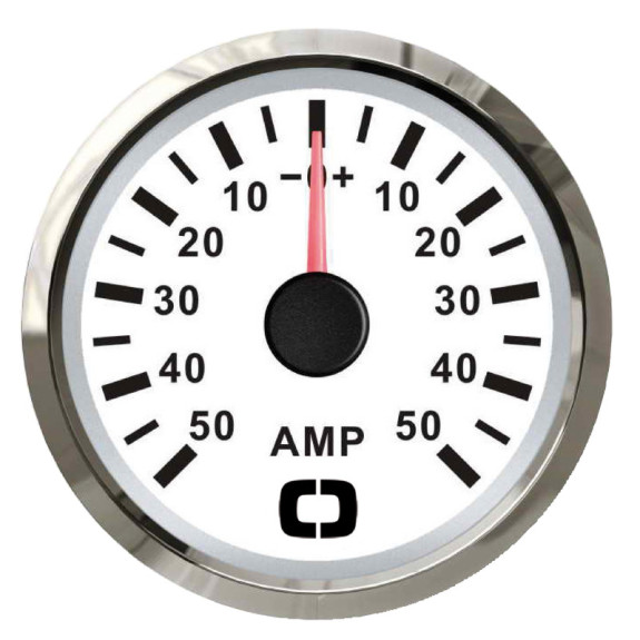 Ampèremètre avec shunt 50A 12/24V blanc
