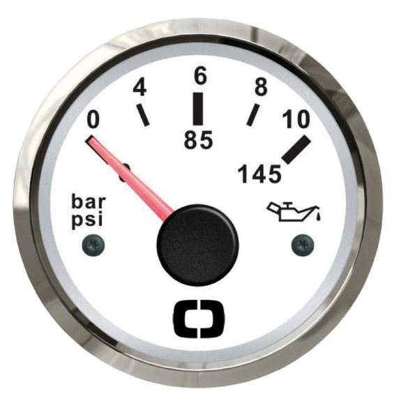 Indicateur de pression d'huile 0 - 10 bars blanc