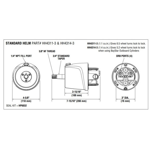 Pompe hydraulique BAYSTAR Standard 1.4 pour moteurs jusqu'à 150 CV