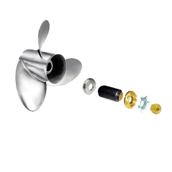 Kit Hélice Inox RUBEX NS 3 pales et moyeu 14 x 23 - Johnson / Evinrude 200 et 225 CV 4 temps