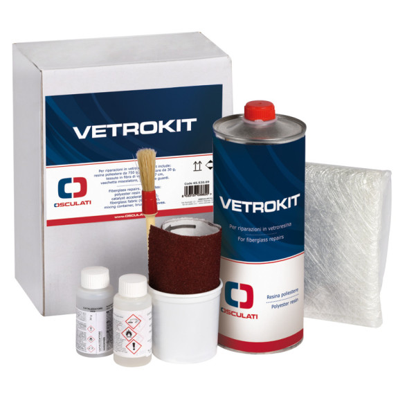 Kit de réparation polyester - Résine 800 grs + tissus de verre