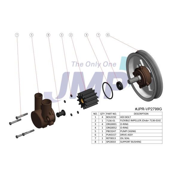 Pompe pour Volvo V6-V8 (4.3L - 5.7L) poulie multipiste - JMP