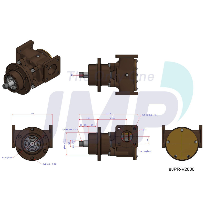 Pompe de refroidissement pour Volvo TAMD61-62-71-72-73, TAMD100-102-12 - JMP