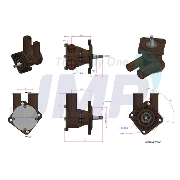 Pompe de refroidissement pour Volvo D2-50, D2-55, D2-60, D2-75 - JMP