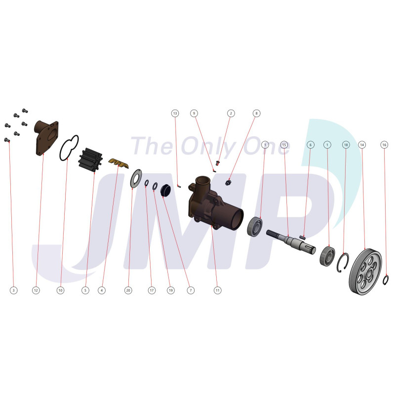 Pompe de refroidissement pour Volvo D4-180/210/225/260/300 - JMP