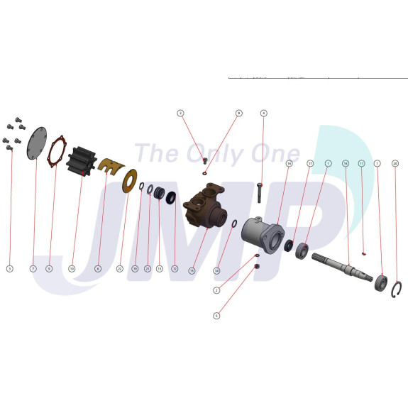 Pompe eau de mer pour Volvo Penta D5 et D7 - JMP