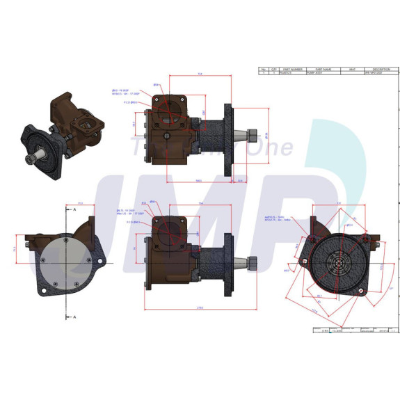Pompe de refroidissement JPR-VP0120D pour Volvo D12 - JMP