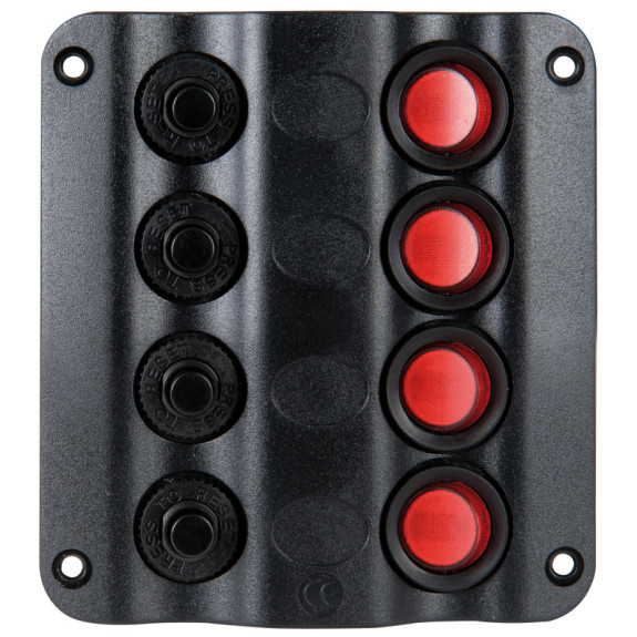 Tableau électrique Wave 4 interrupteurs à disjoncteurs thermiques réarmables 12V – étanche IP54