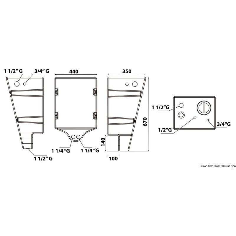 Réservoir eau à paroi 60 litres
