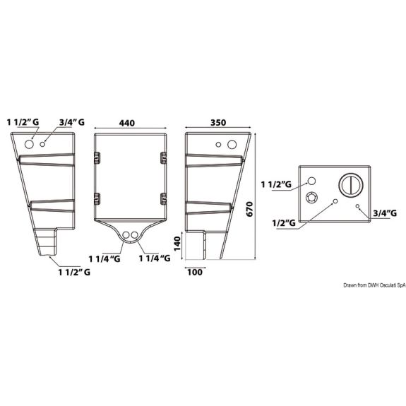 Réservoir eau à paroi 60 litres