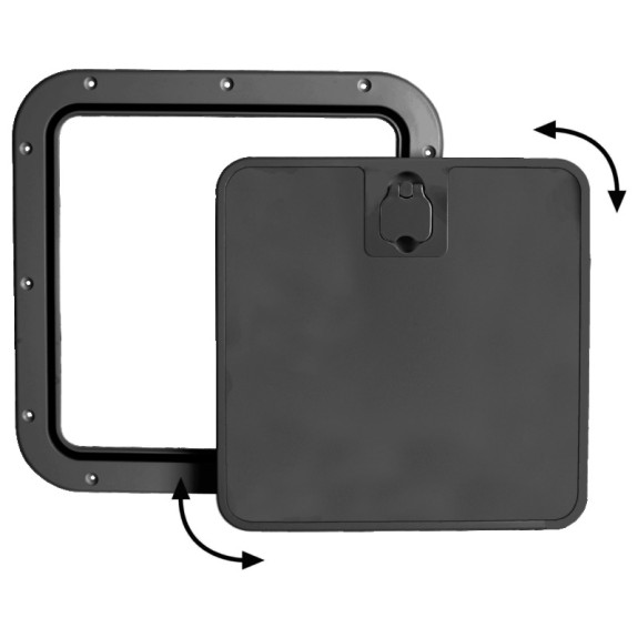 Trappe d'inspection à façade amovible noire – 375 × 375 mm – Luran résistant aux UV