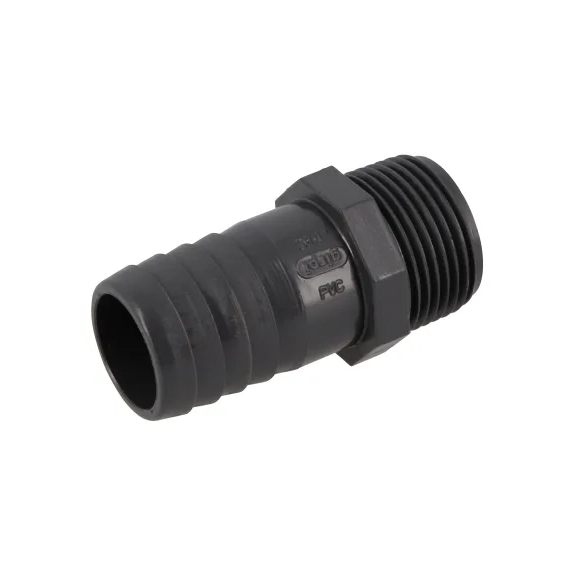 Embout male en polycarbonate fileté 3/4" - sortie cannelée pour tuyau 23 mm