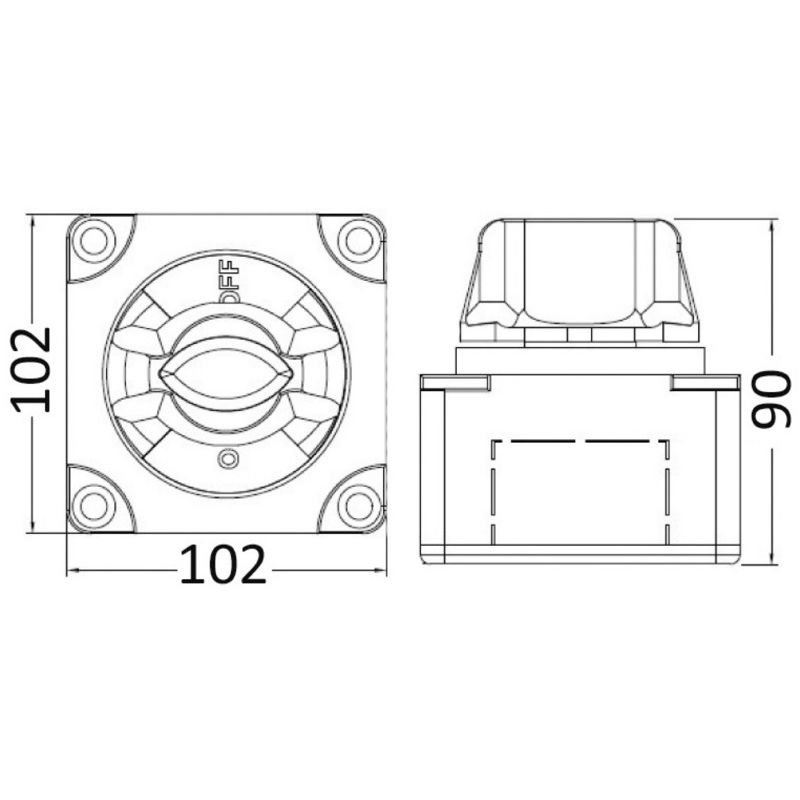 Coupe-batterie interrupteur ON/OFF 550 A – 48 VDC max – norme UNI EN ISO 8846