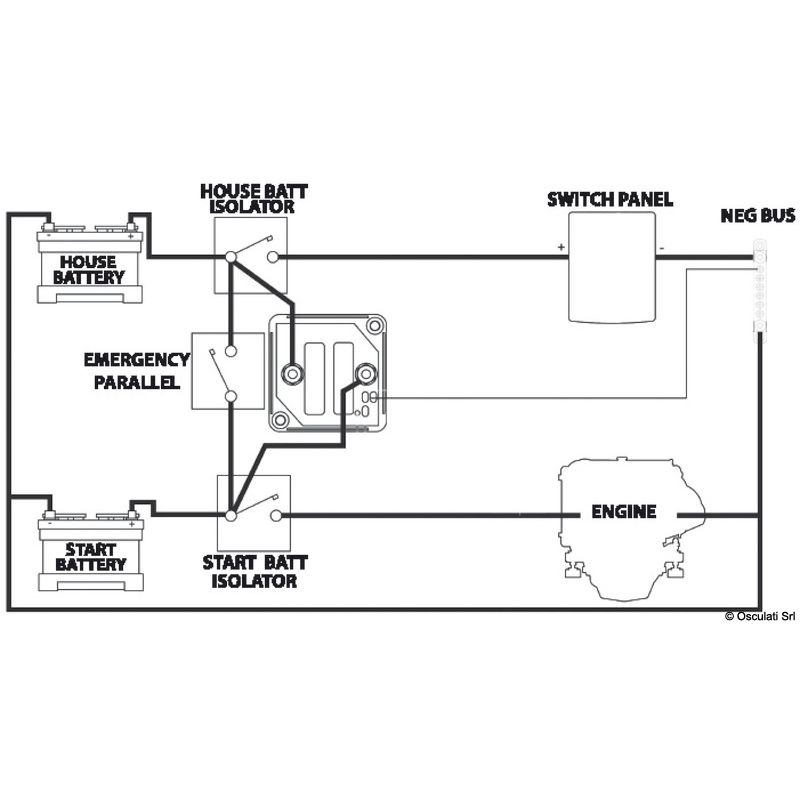 Relais de couplage / découplage automatique sensible au voltage 140 A – 12/24 V – charge simultanée deux batteries – sélection a