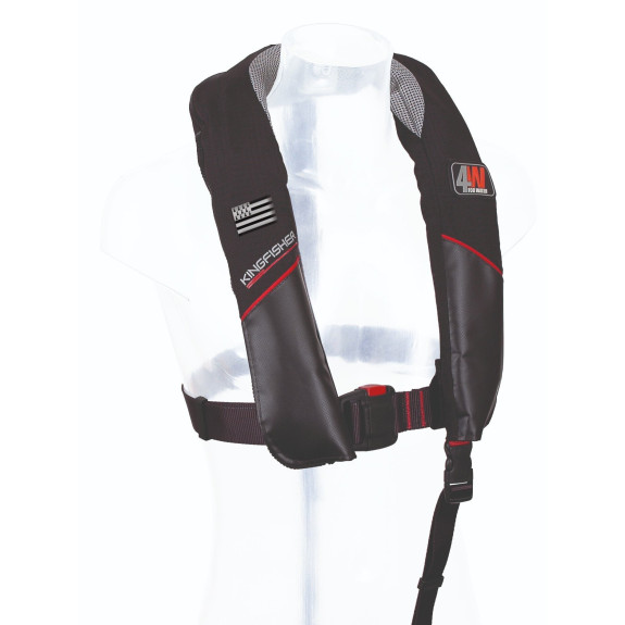 Gilet gonflable automatique spécial pêche Kingfisher 150N – Noir Bretagne