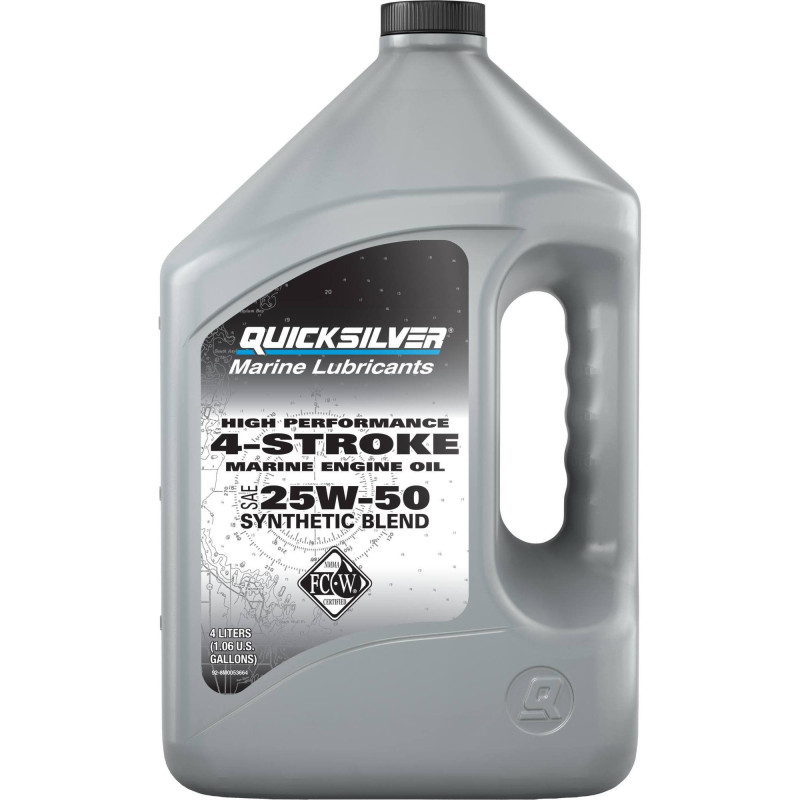 Huile marine 4 temps synthétique 25W50 - 4 litres - QUICKSILVER