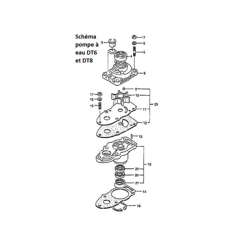 Kit Pompe à eau pour suzuki DT5 et DT8