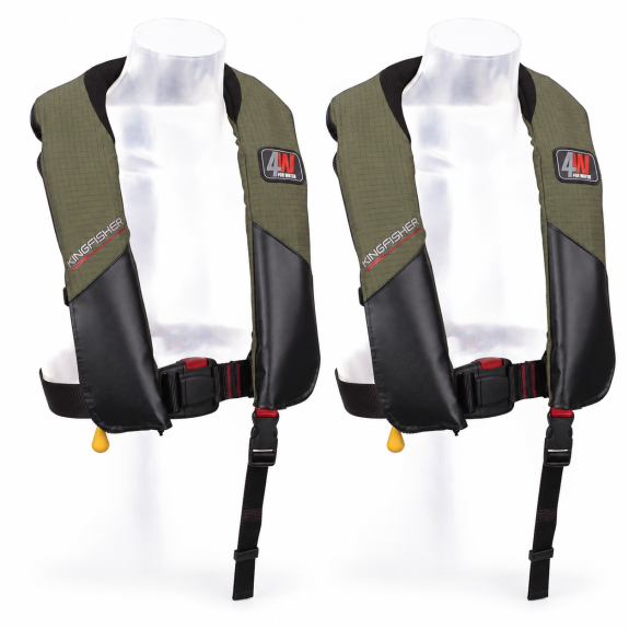 Pack 2 gilets gonflable automatiques spécial pêche Kingfisher 150N - Kaki