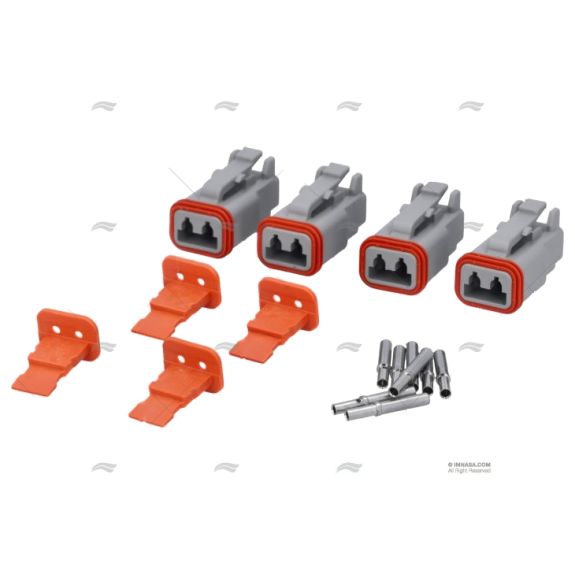 Connecteur mâle Deutsch DT 2 broches (DT04-2P + W2P) – lot de 4 – étanche IP67 – 13A – Deutsch / TE Connectivity