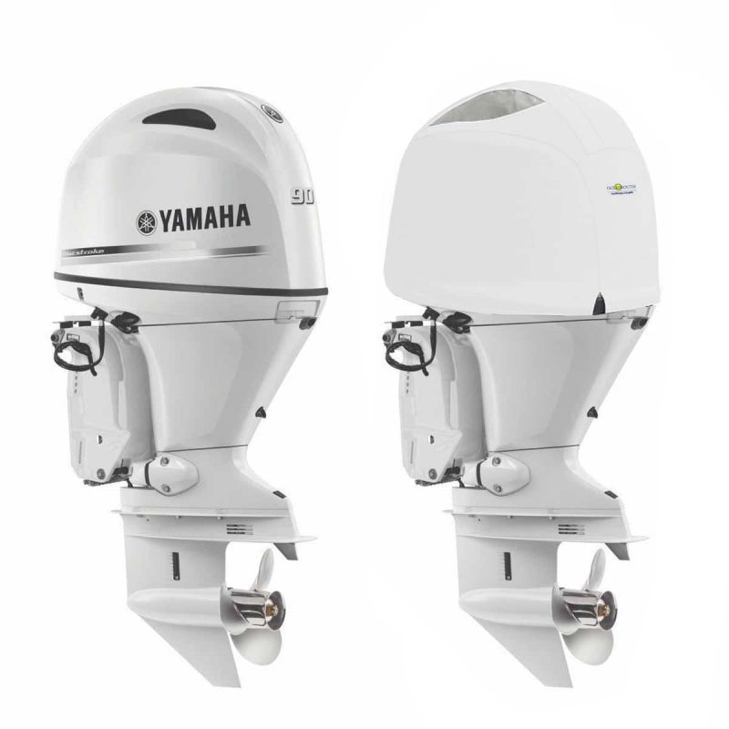 Housse de moteur ventilée blanche pour moteur YAMAHA F75D - F90C - F100F et VMAX90 à partir de 2017 - OCEANSOUTH