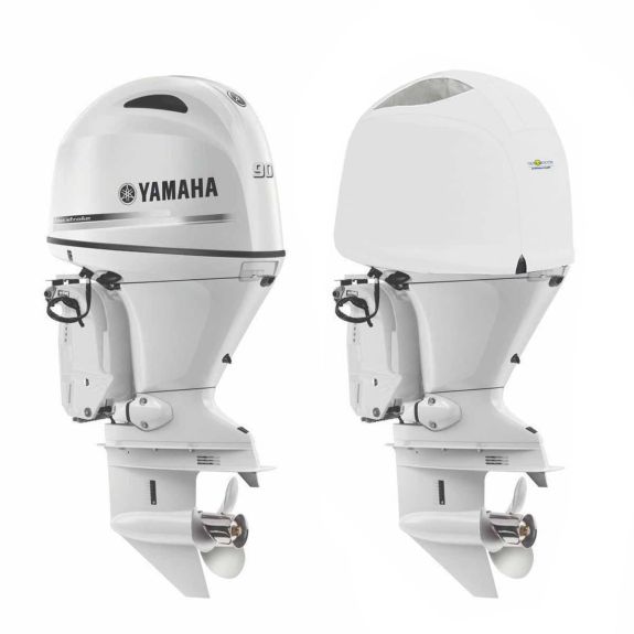 Housse de moteur ventilée blanche pour moteur YAMAHA F75D - F90C - F100F et VMAX90 à partir de 2017 - OCEANSOUTH