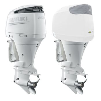 Housse moteur ventilée blanche pour SUZUKI DF200 - DF225 - DF250 à partir de 2003 - OCEANSOUTH