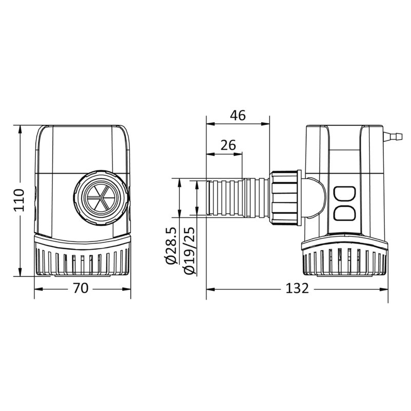 Pompe de cale automatique immergée 12V - 600 GPH - 38 L/ min - Superflow