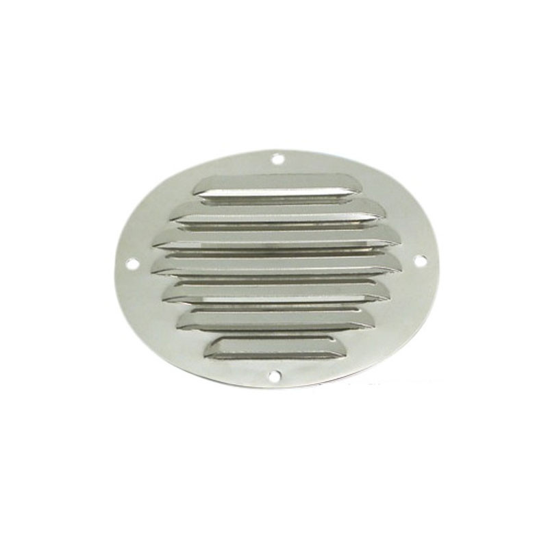 Grille d'aération ovale inox poli 116 x 128 mm