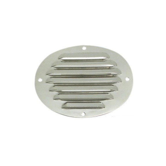 Grille d'aération ovale inox poli 116 x 128 mm