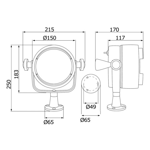 Projecteur de recherche LED Night Eye II - orientable 360° - fixation sur base - Osculati