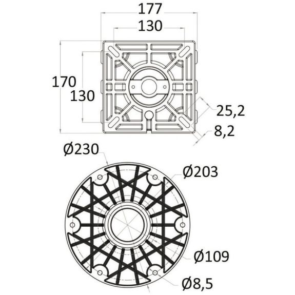 Support siège Waverider 520MM - 650MM base alu
