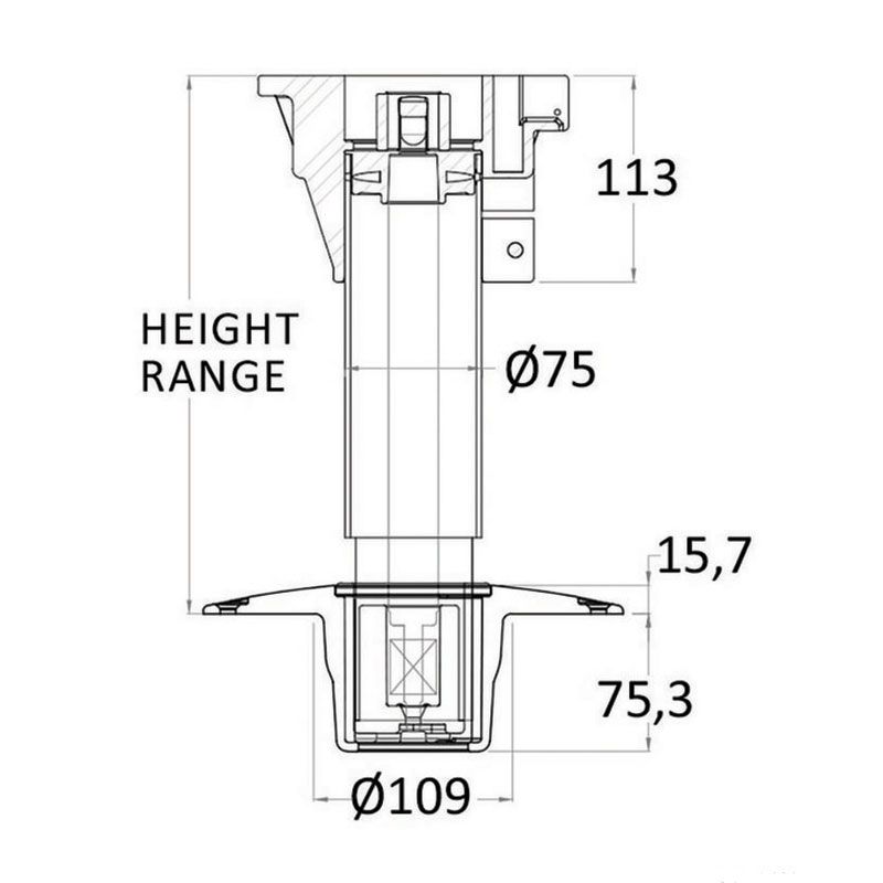 Support siège Waverider 310MM - 390MM base alu
