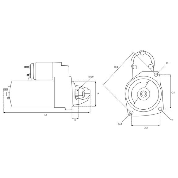 Démarreur 12V pour moteur in-bord Perkins 2.5 4.1 - 2,8 kW 10 dents