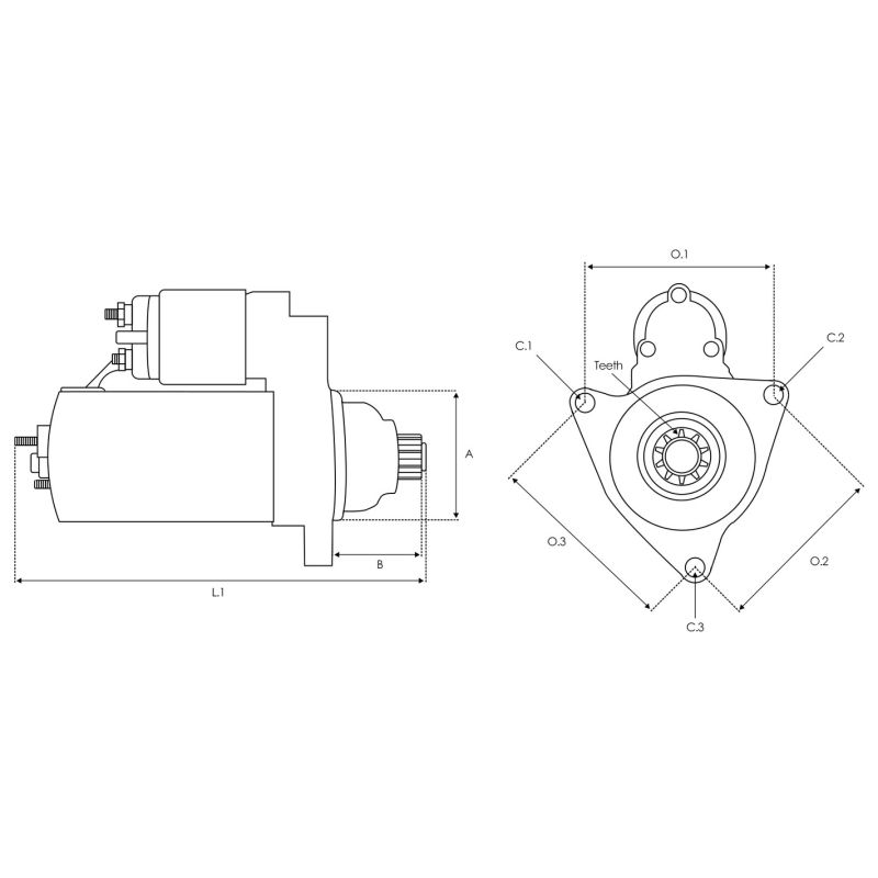 Démarreur 12V pour moteur in-bord Solé Diesel Mini 74 Mini 62 - 2,2 kW 10 dents