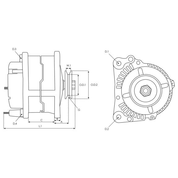 Alternateur 12V pour moteur in-bord Solé Diesel et Vetus 0.5 0.6 - 40 A