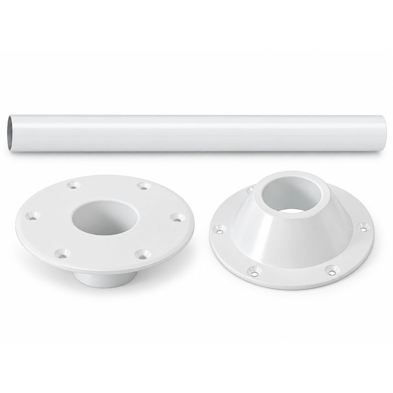 Pied de table conique 700 mm - aluminium verni blanc