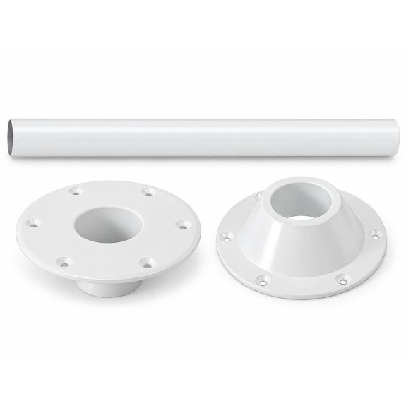 Pied de table conique 700 mm - aluminium verni blanc