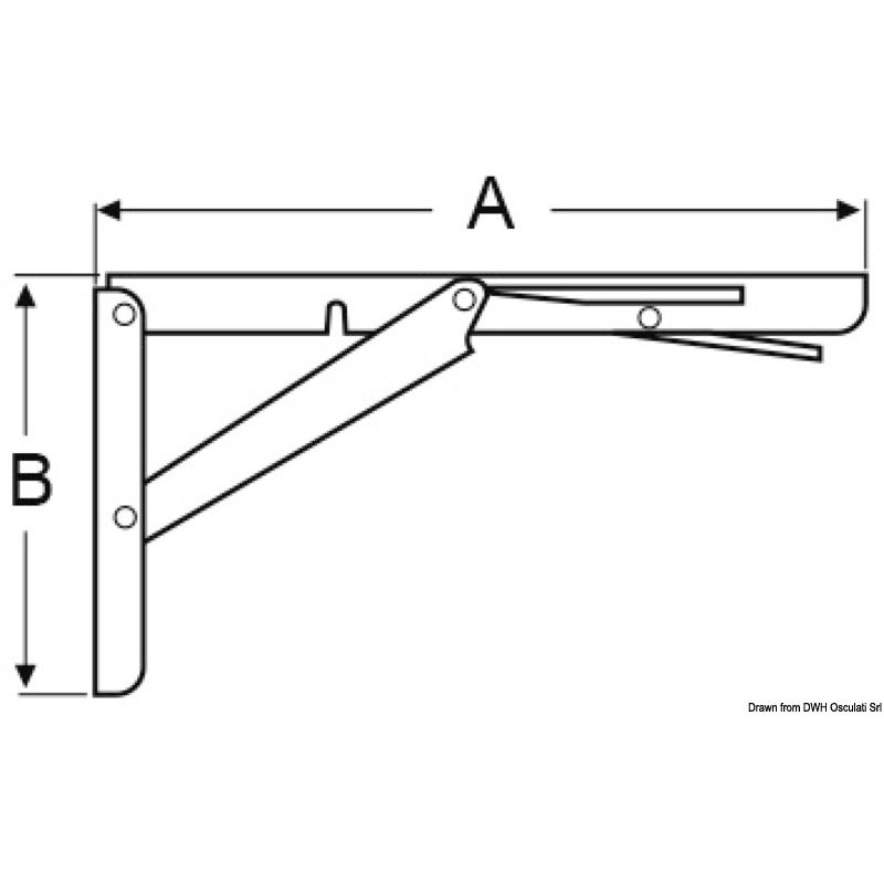 Bras pliant court inox - 200×116 mm, charge 150 kg