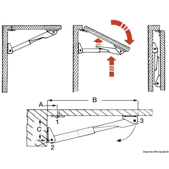 Support pliant Rakego pour tube Ø 20 mm - longueur repliée 247 mm