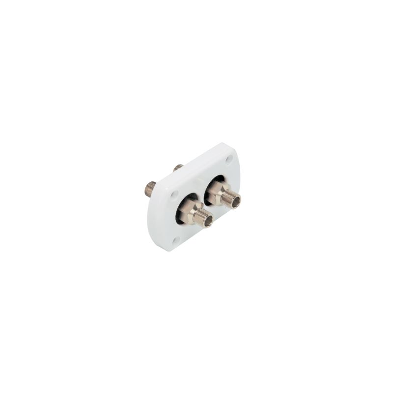 Passe-paroi double raccord R9W blanc pour 2 tuyaux hydrauliques 3/8"