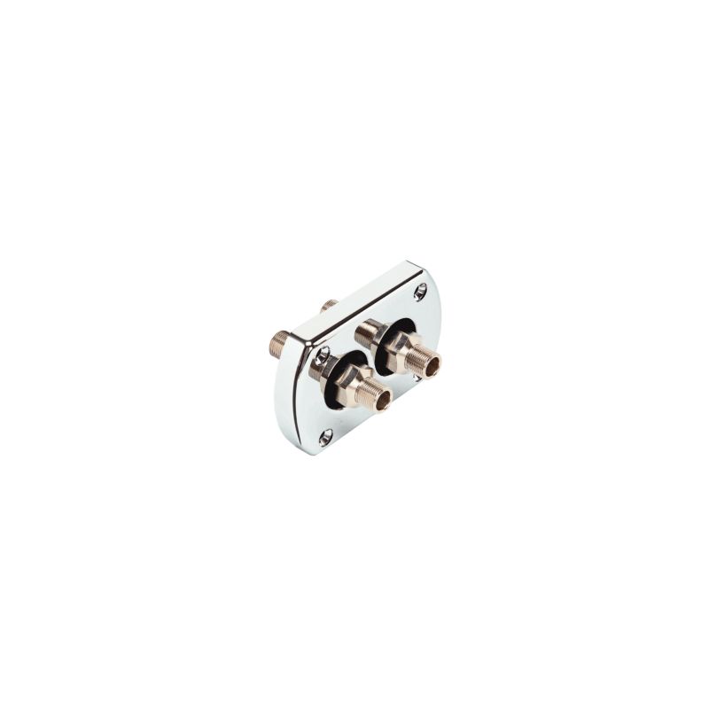 Passe-paroi double raccord R9CH chromé pour 2 tuyaux hydrauliques 3/8"