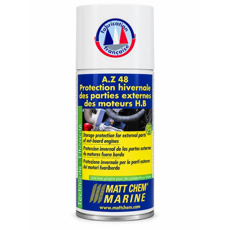 Protection hivernale parties externes moteur hors-bord A.Z. 48 – aérosol 150 ml – film hydrophobe anti-corrosion – Matt Chem